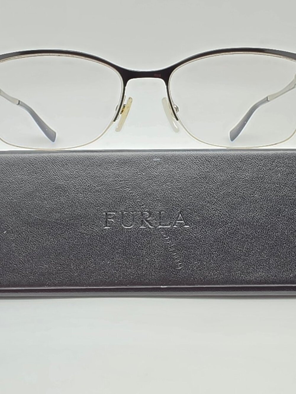 Furla Zizi VU4334KN Col. 0583 Black Semi Rimless Cat Eye Eyeglasses Frame w Case